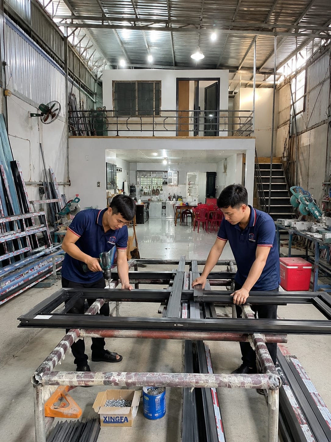 NAM PHỤ XƯỞNG NHÔM KÍNH