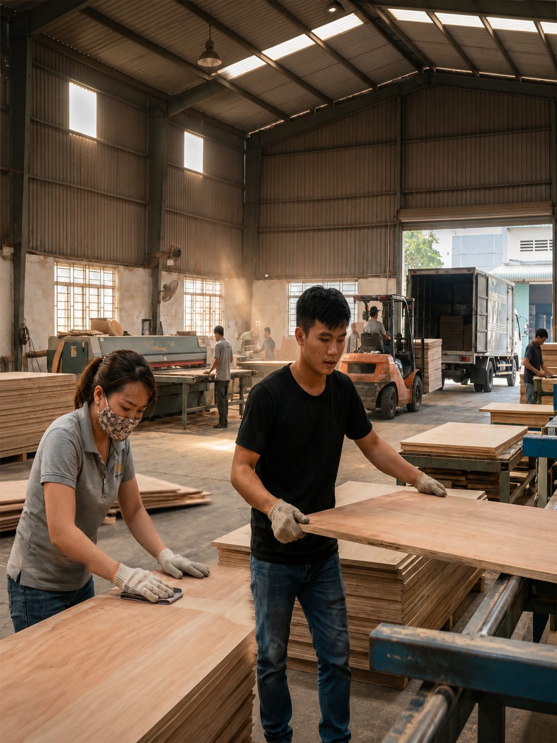 TUYỂN NAM NỮ SẢN XUẤT GỖ VÁN ÉP - TỔNG THU NHẬP 11 - 12 Triệu