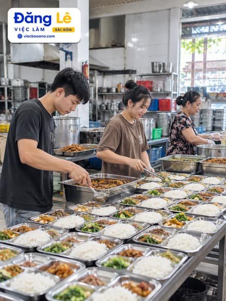 NHÂN VIÊN LÀM SUẤT ĂN CÔNG NGHIỆP