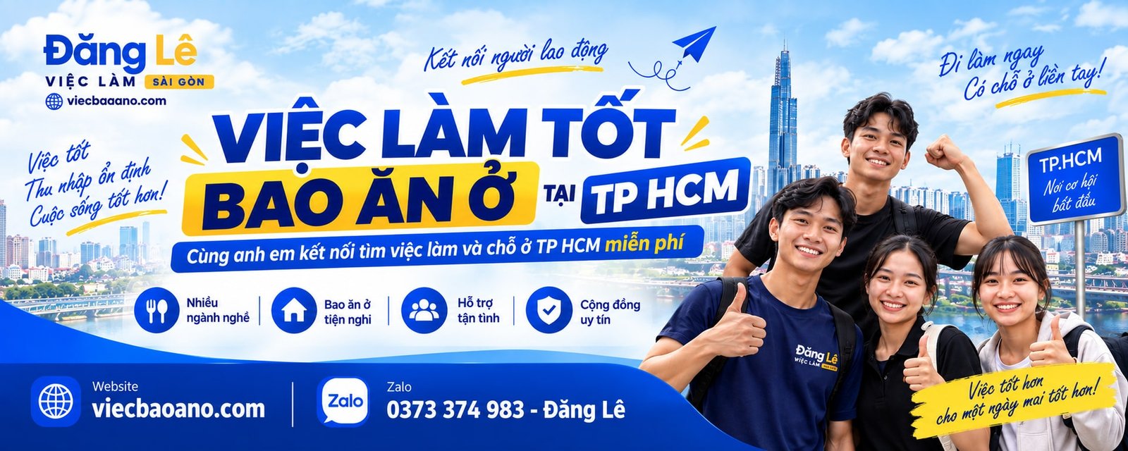 Quy trình nhận việc 4 bước cùng Đăng Lê: Liên hệ & đăng ký → Tư vấn chọn việc → Nhận việc trực tiếp → Đi làm ngay. Việc tốt, bao ăn ở, hỗ trợ tận tình.