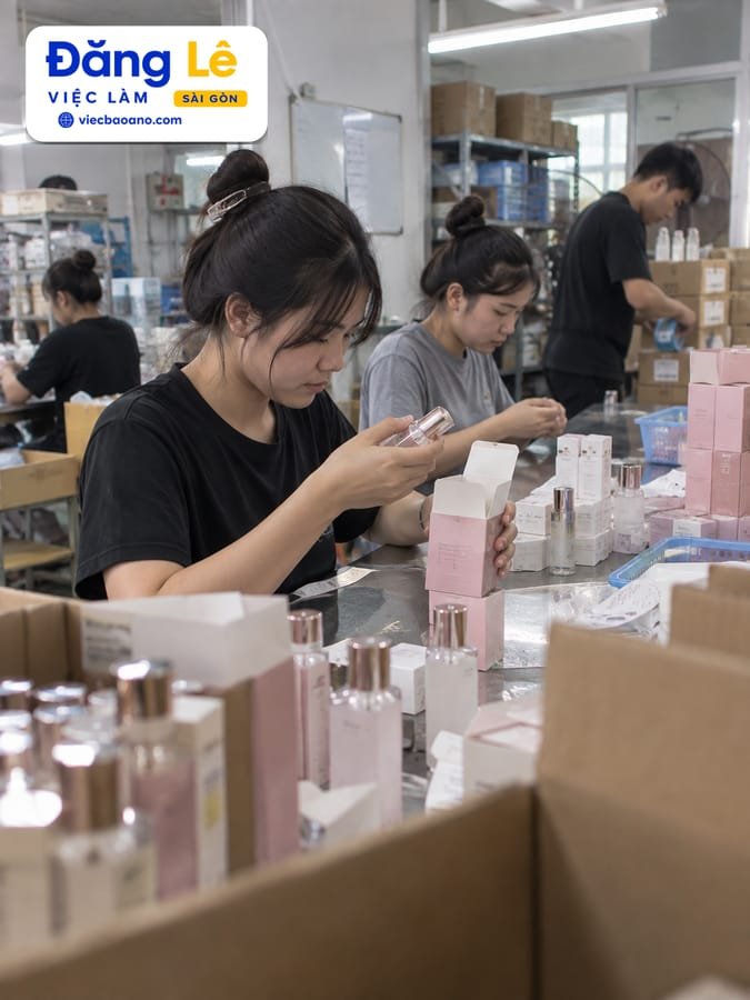 NHÂN VIÊN ĐÓNG GÓI MỸ PHẨM
