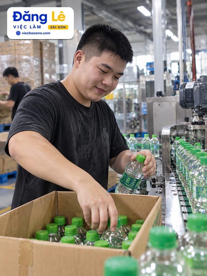 NHÂN VIÊN SẢN XUẤT NƯỚC SUỐI ĐÓNG CHAI
