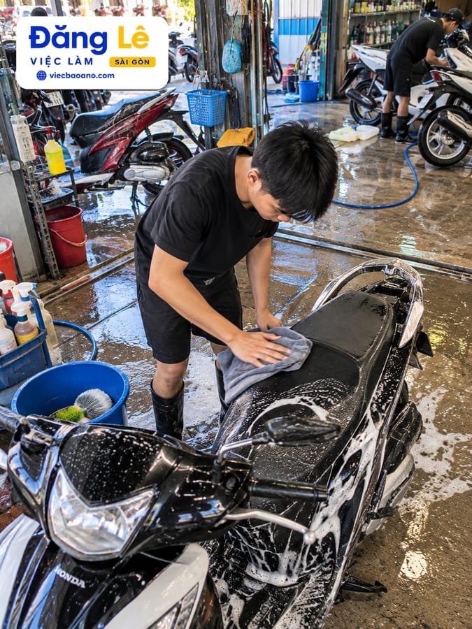 CẦN NHÂN VIÊN RỬA XE MÁY